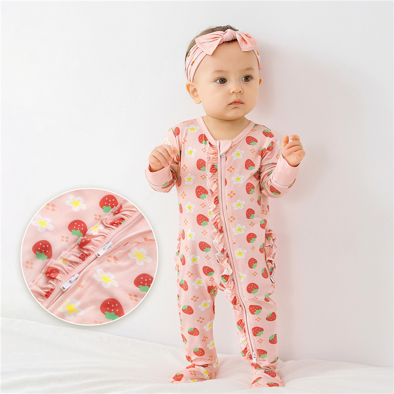 Summer Cute Strawberry Sleeveless Baby Girls Sleepwear New Born