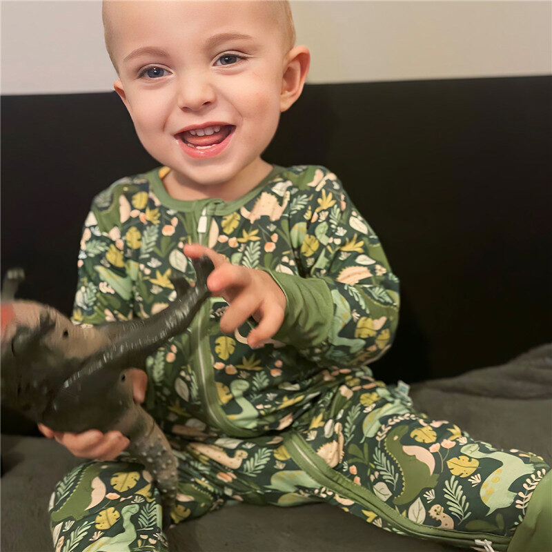 Green Herbivore Zippered One-Piece Onesie