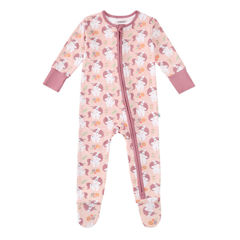 Unicorn Fancy Mittens Cuff Footie Baby Rompers Pajamas