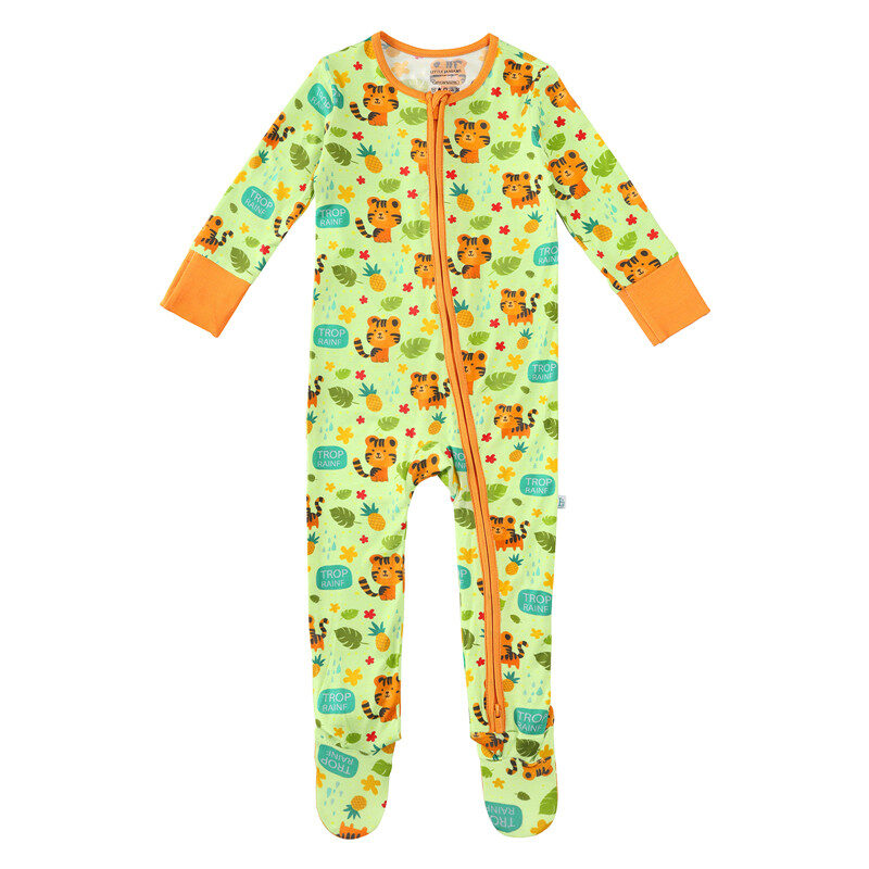 Jungle Cub Mittens Cuff Footie Baby Rompers Pajamas