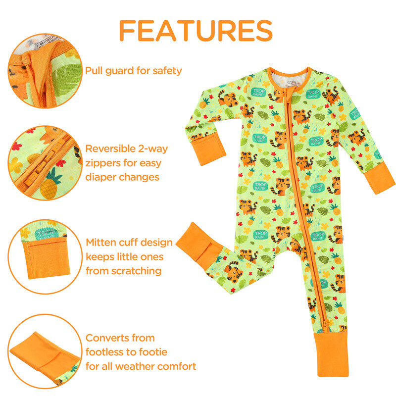 Jungle Cub Mittens Cuff Baby Rompers Pajamas