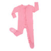 Footie Two-way Ruffled Zip Mitten Cuffs Primary Comfort One-Piece Rompers Rose