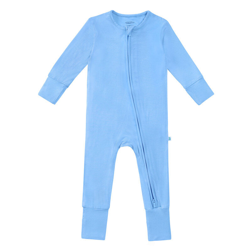 Two-way Zip Mitten Cuffs Primary Comfort One-Piece Rompers Blue